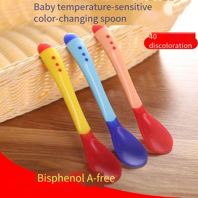 Baby Food Quantity - 3PCS Baby silicone spoon temperature-sensing spoon