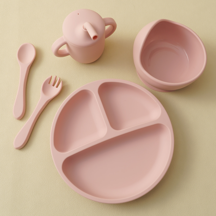 Baby Food Grater - 5PCS Baby Silicone Tableware Set Suction