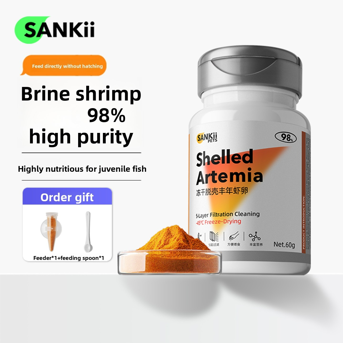 Baby Food High In Protein - SANKii Decapsulated Brine Shrimp Artemia, No