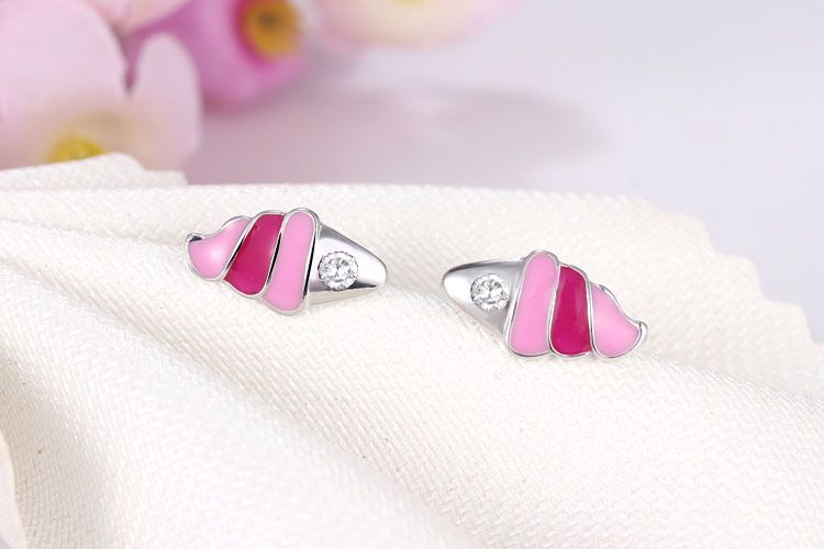 Baby Food Korea - Wholesale Silver Color Pink Enamel Cute