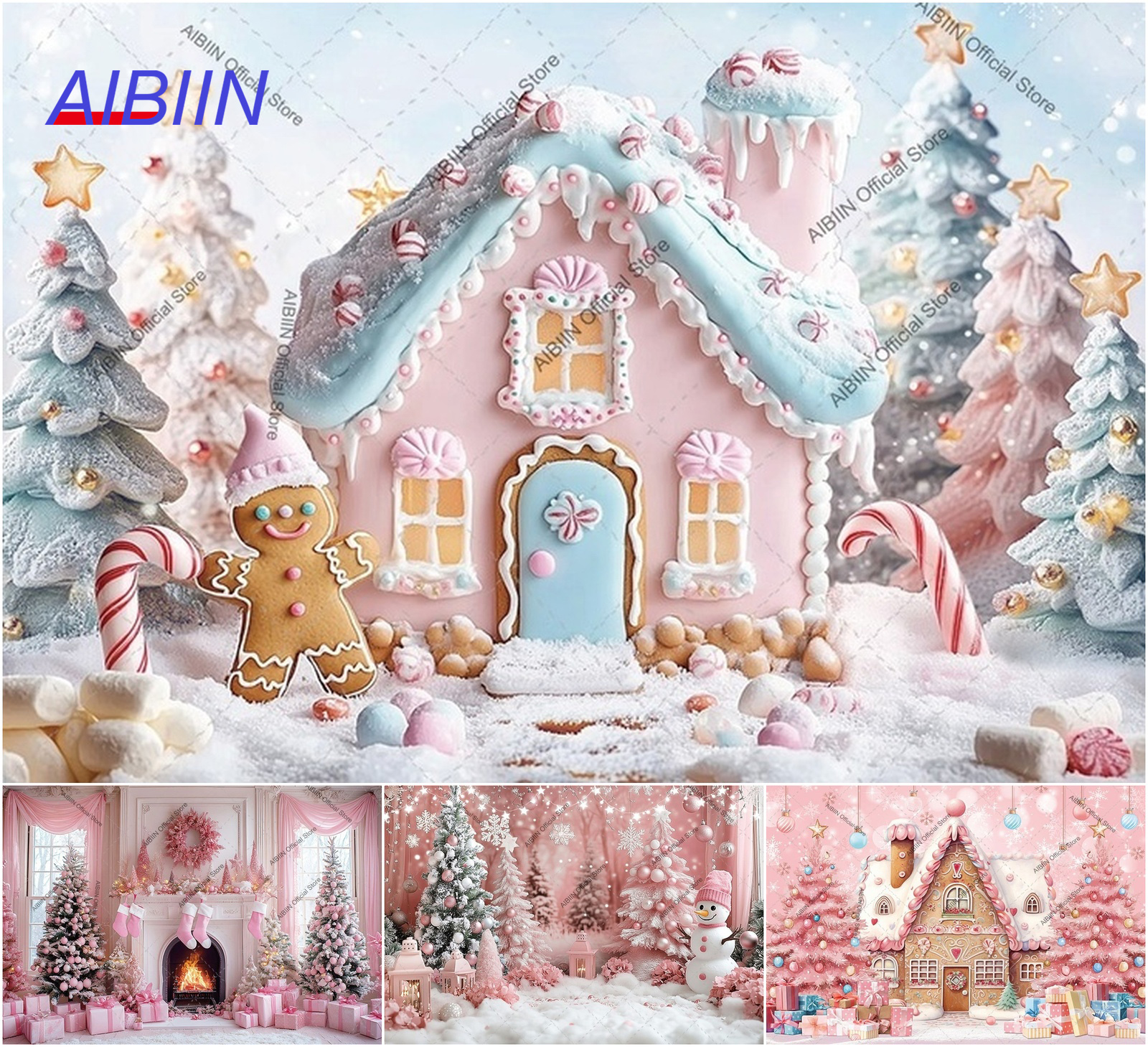 Baby Xmas Food - Christmas Photography Background Candy Gingerbread House