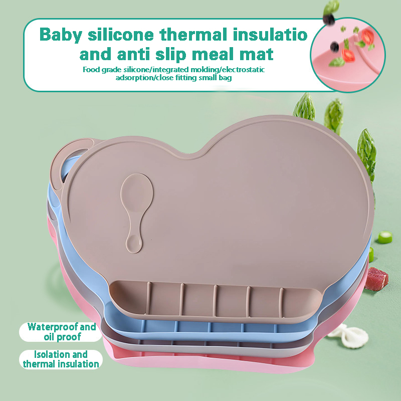 Baby Food Grater - Silicone One-piece Placemat Cloudy with Pocket