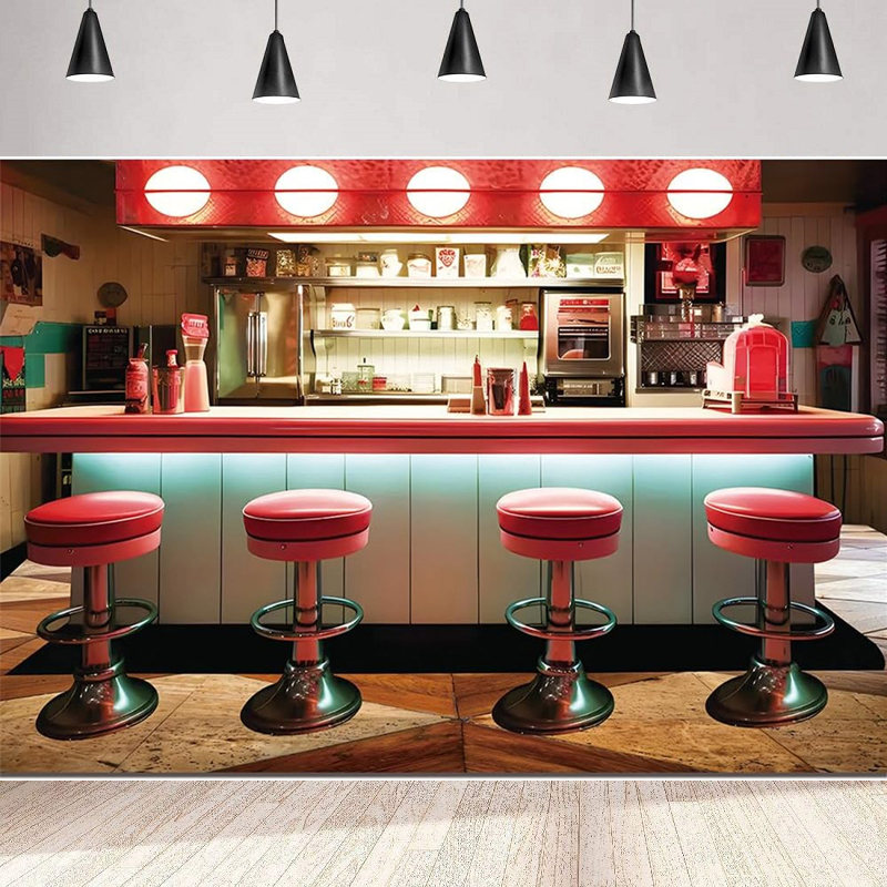 Photography Backdrop 50s Diner - Baby Food Restaurant บทวิจารณ์และราคา