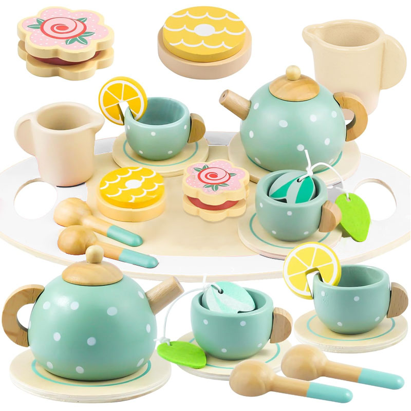 Wooden Afternoon Tea Set Toy P - Baby Food Under 1 Year บทวิจารณ์และราคา