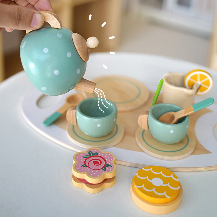 Wooden Afternoon Tea Set Toy P - Baby Food Under 1 Year บทวิจารณ์และราคา