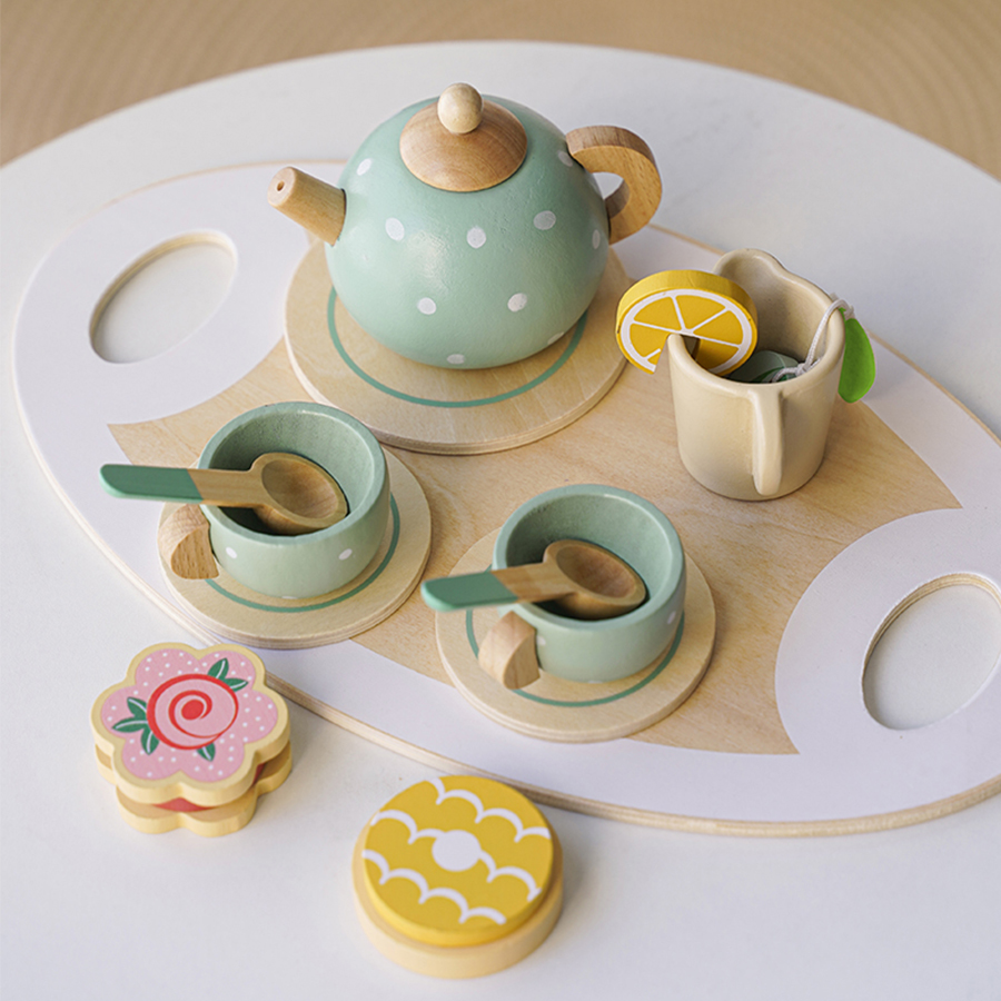 Wooden Afternoon Tea Set Toy P - Baby Food Under 1 Year บทวิจารณ์และราคา