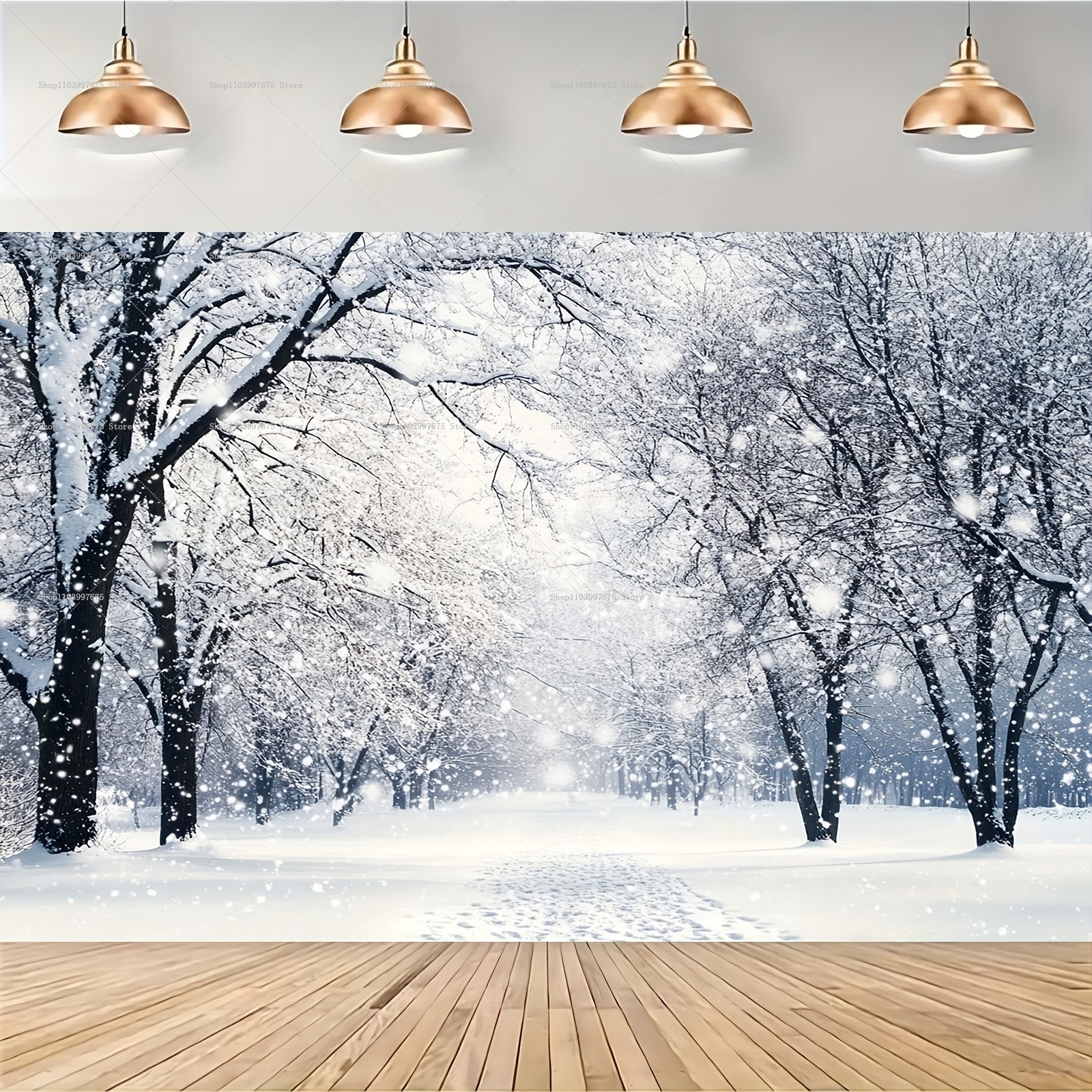 Snowy Forest Christmas Backdro - Baby Xmas Food บทวิจารณ์และราคา