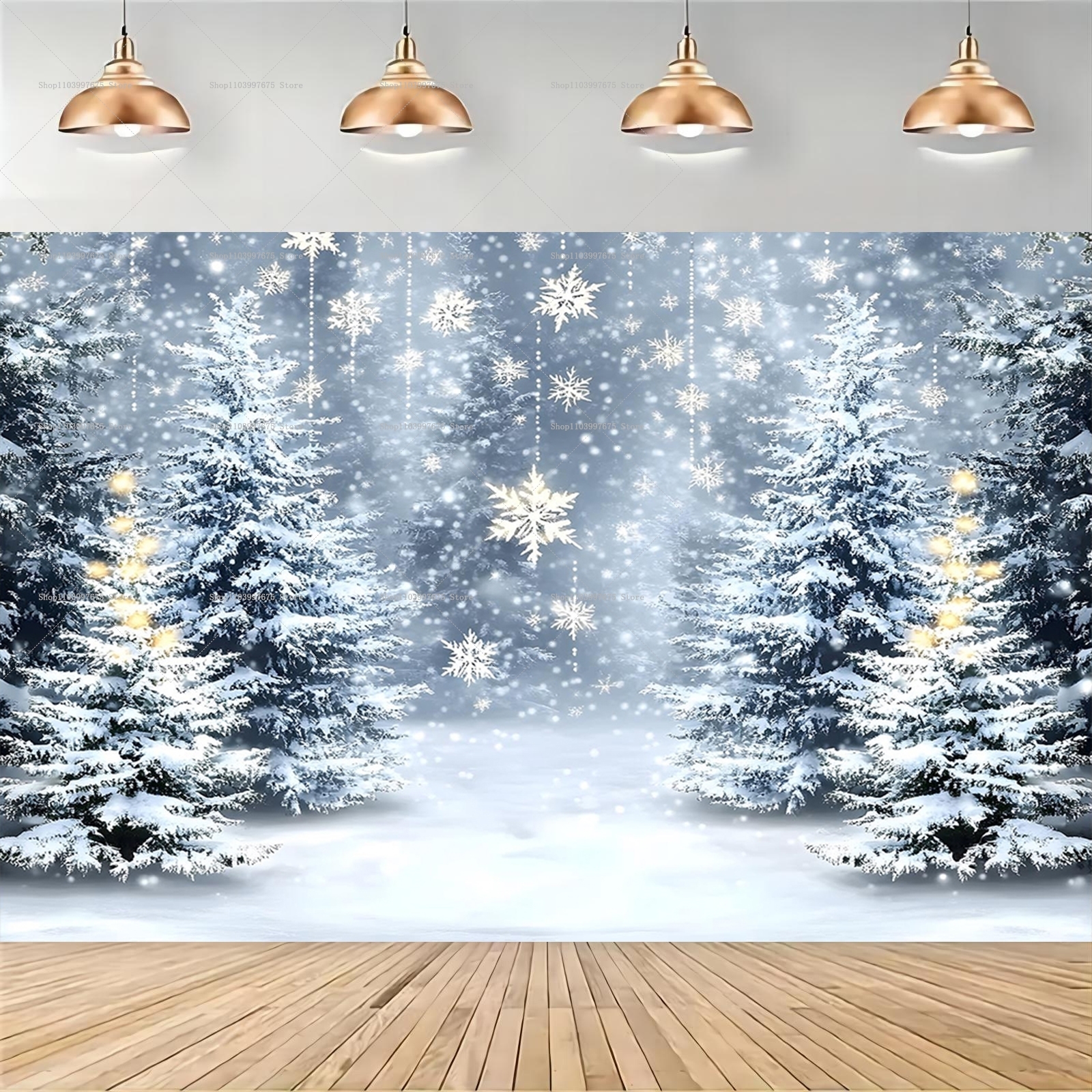 Snowy Forest Christmas Backdro - Baby Xmas Food บทวิจารณ์และราคา