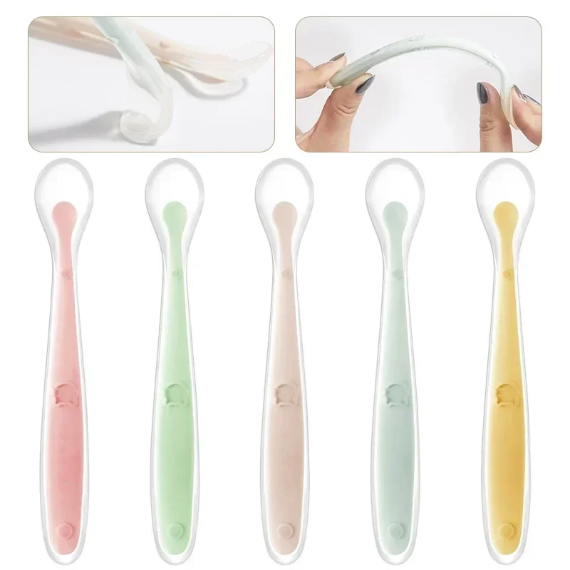 Soft Silicone Baby Spoon Toddl - Baby Food Quantity บทวิจารณ์และราคา