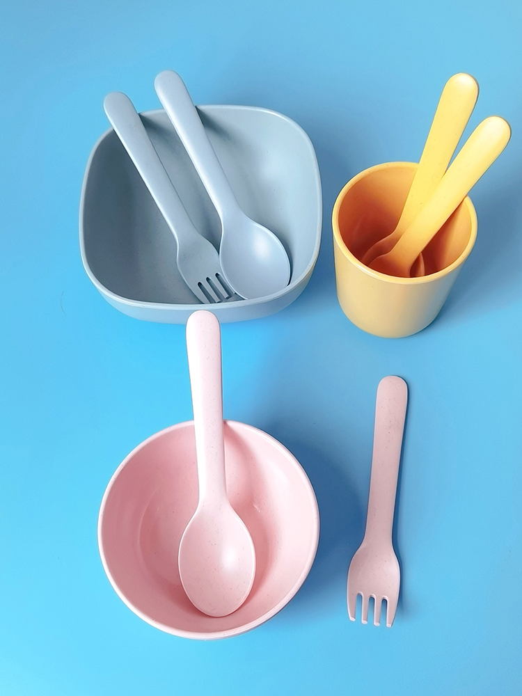 Bamboo Fiber Fork Spoon Baby A - Baby Food Restaurant บทวิจารณ์และราคา