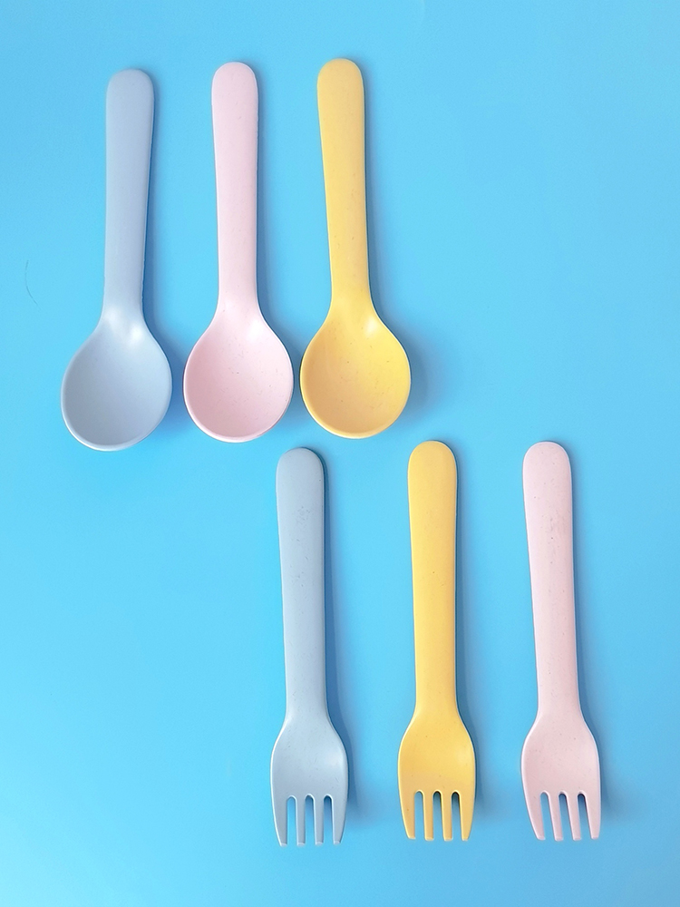 Bamboo Fiber Fork Spoon Baby A - Baby Food Restaurant บทวิจารณ์และราคา
