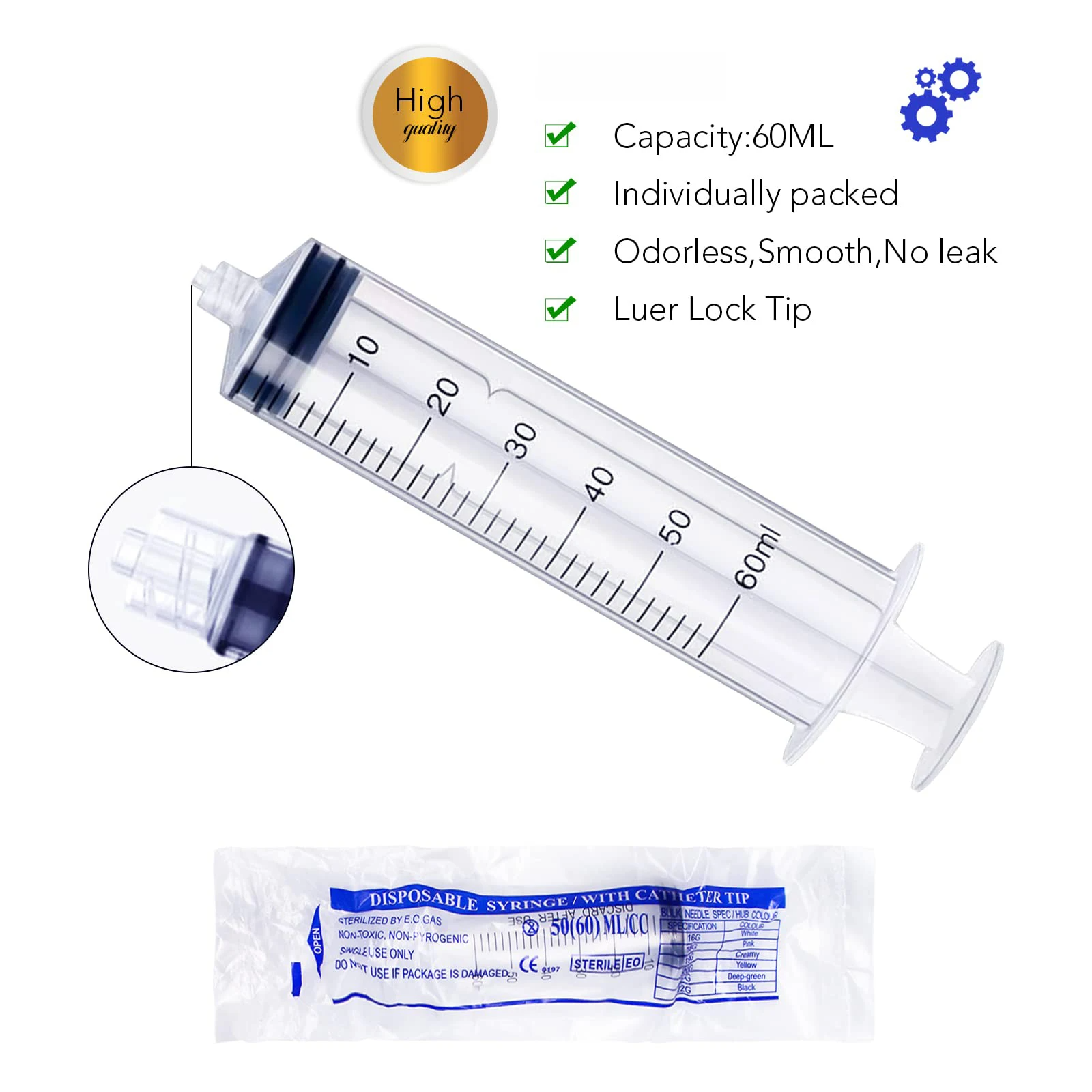 5-20Pcs 60ml Luer Lock Syringe - Baby Food Allergy Rash บทวิจารณ์และราคา